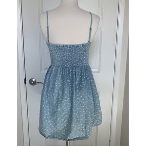 Cute blue summer dress perfect with some boots!
